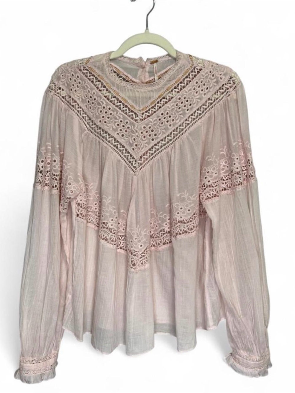 Free People Abigail Victorian Top in "Moon Cake" blush pink - Picture 7 of 8
